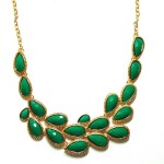 Seafoam Teardrop Crescent Gem Bib Necklace 